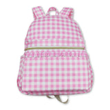 Pink plaid kids girls back to school backpack