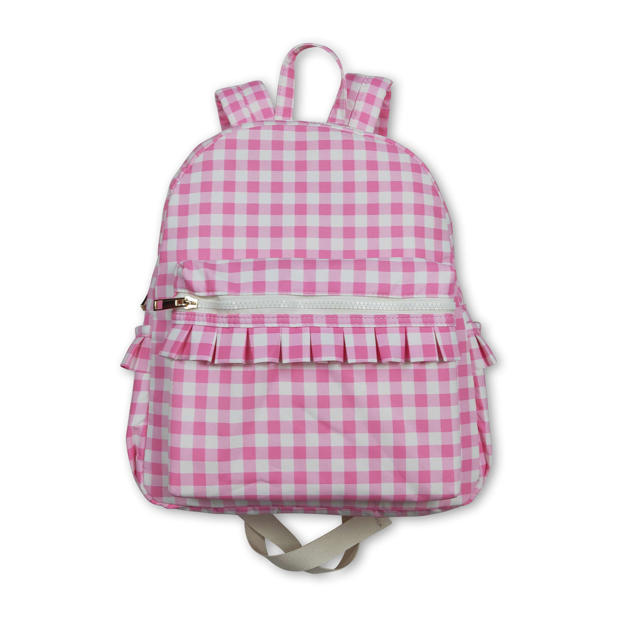 Pink plaid kids girls back to school backpack