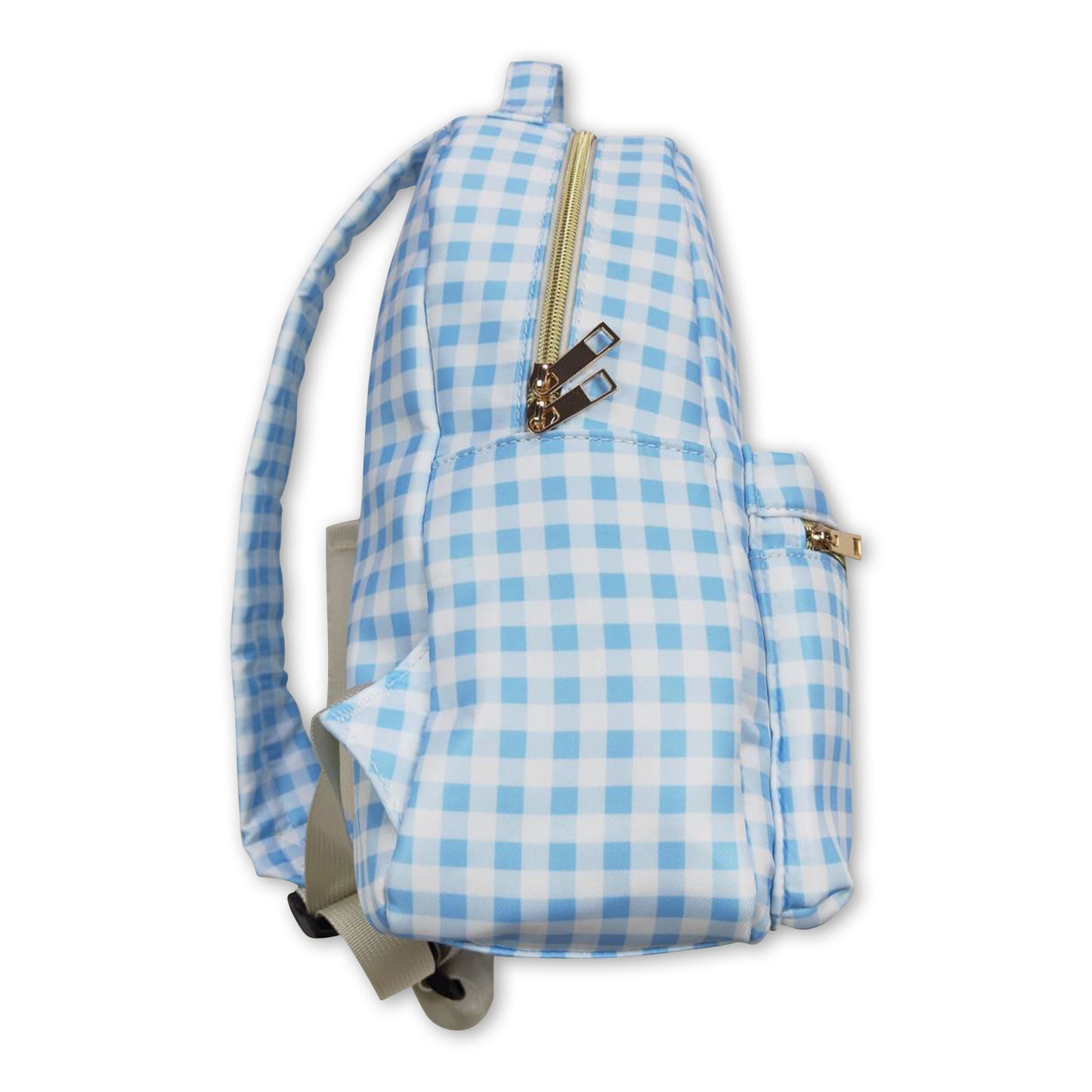 Blue plaid kids boy back to school backpack