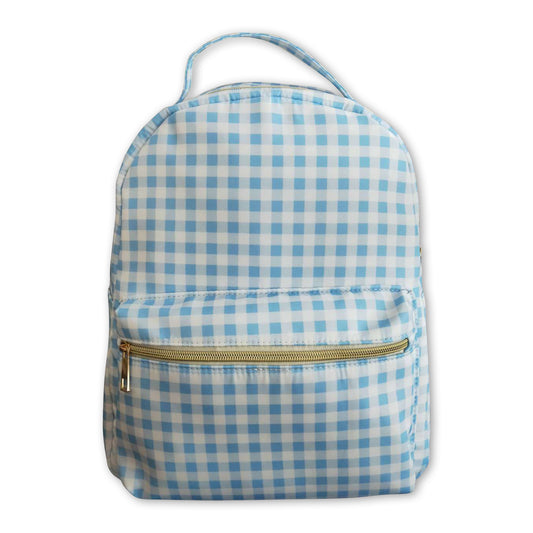 Blue plaid kids boy back to school backpack