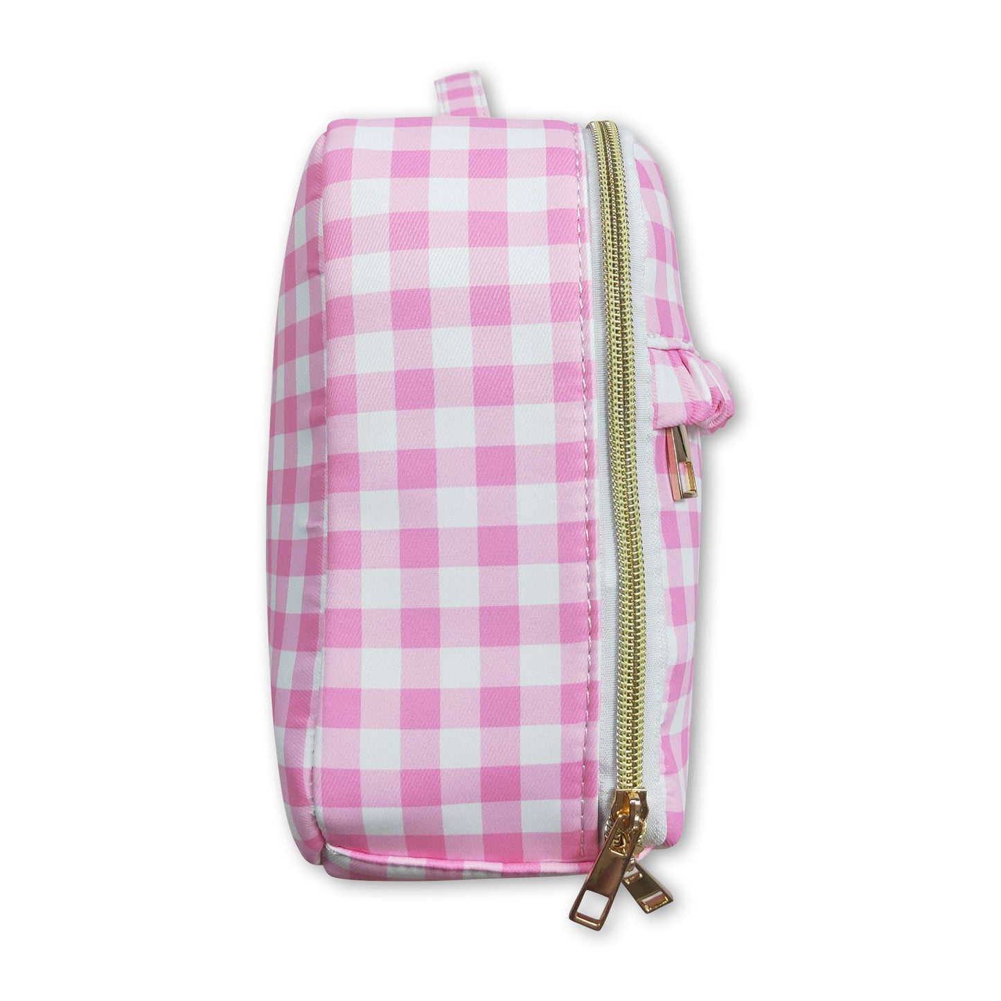 Pink plaid ruffle kids girls lunch box bag