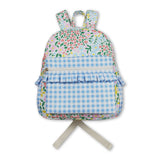 Floral plaid ruffle cute little girls backpack