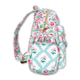 Pink floral ruffle cute little girls backpack