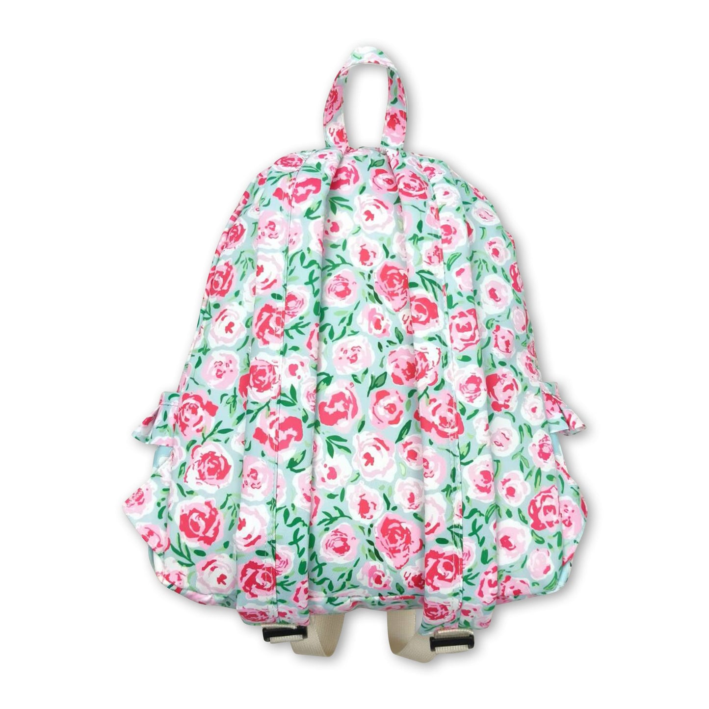 Pink floral ruffle cute little girls backpack