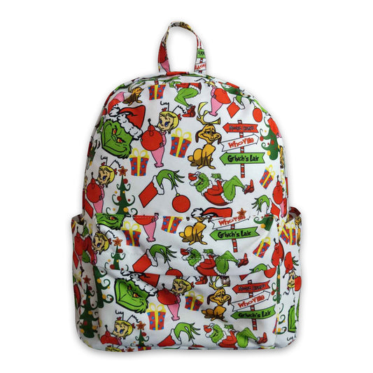 Green face gifts kids Christmas backpack