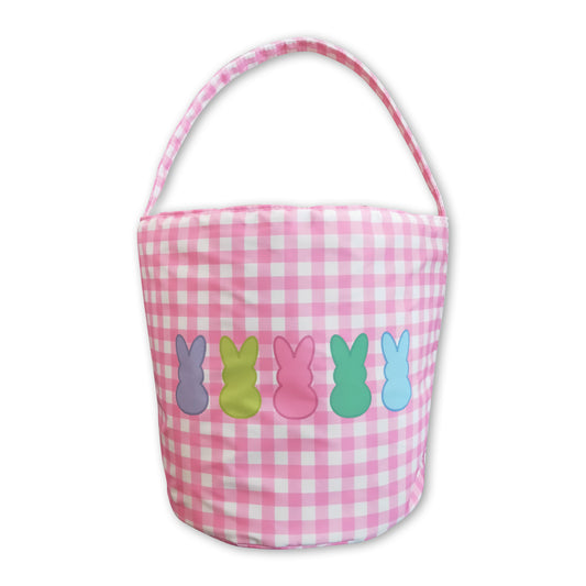 Pink plaid ruffle bunny kids girls easter basket