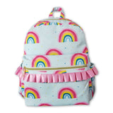 Colorful rainbow ruffle kids girls backpack