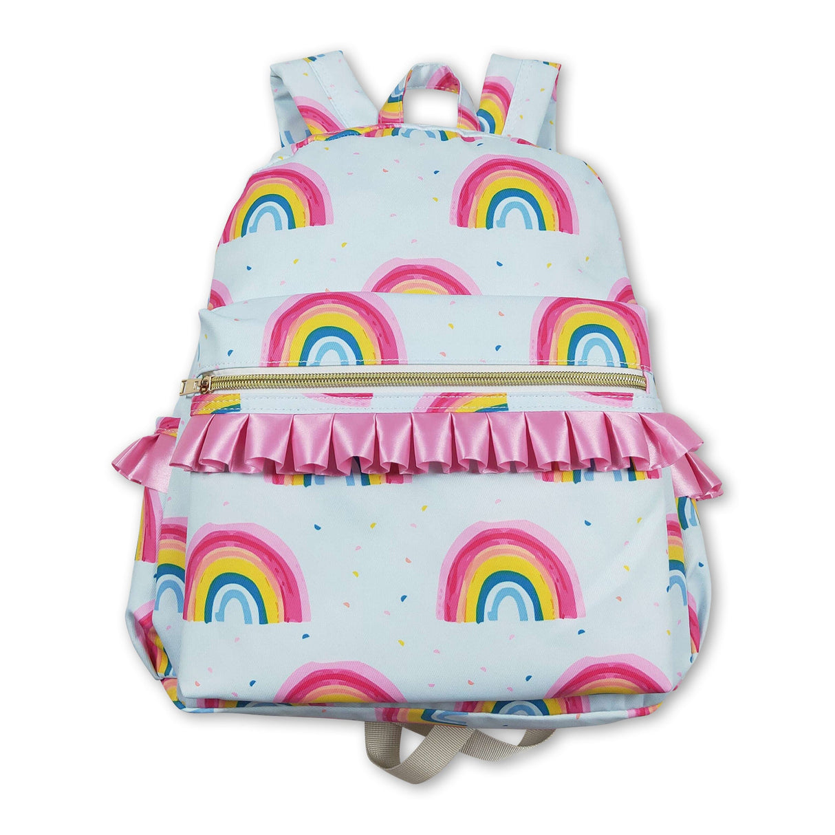 Colorful rainbow ruffle kids girls backpack