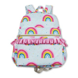 Colorful rainbow ruffle kids girls backpack