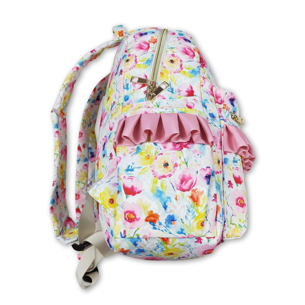 Pink Ruffly Backpack Pink flower ruffle girls backpack – Yawoo Garment