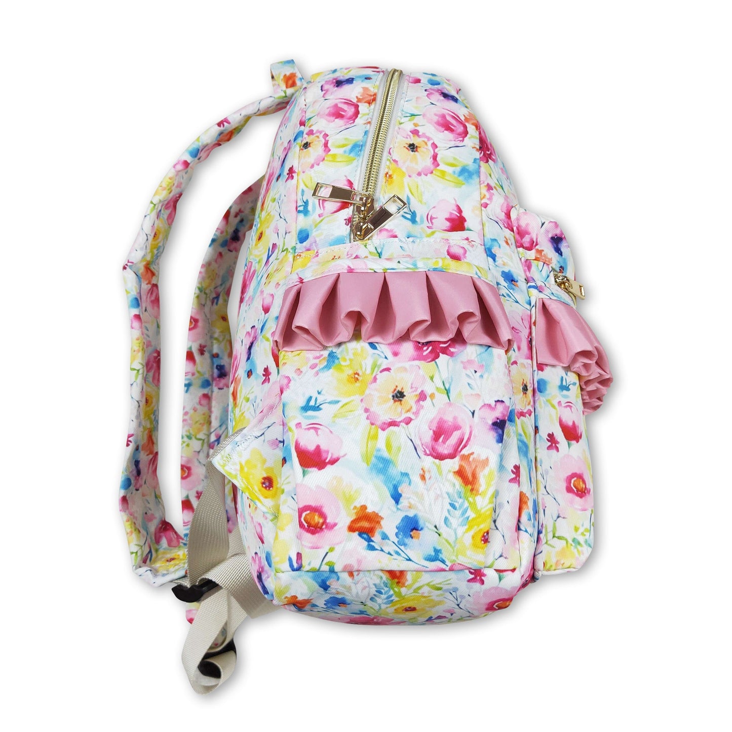 Pink flower ruffle girls backpack – Yawoo Garments