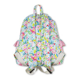 Green pink flower ruffle girls backpack