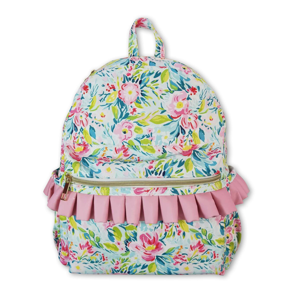 Girls Ruffle Backpack Green pink flower ruffle girls backpack – Yawoo Garments