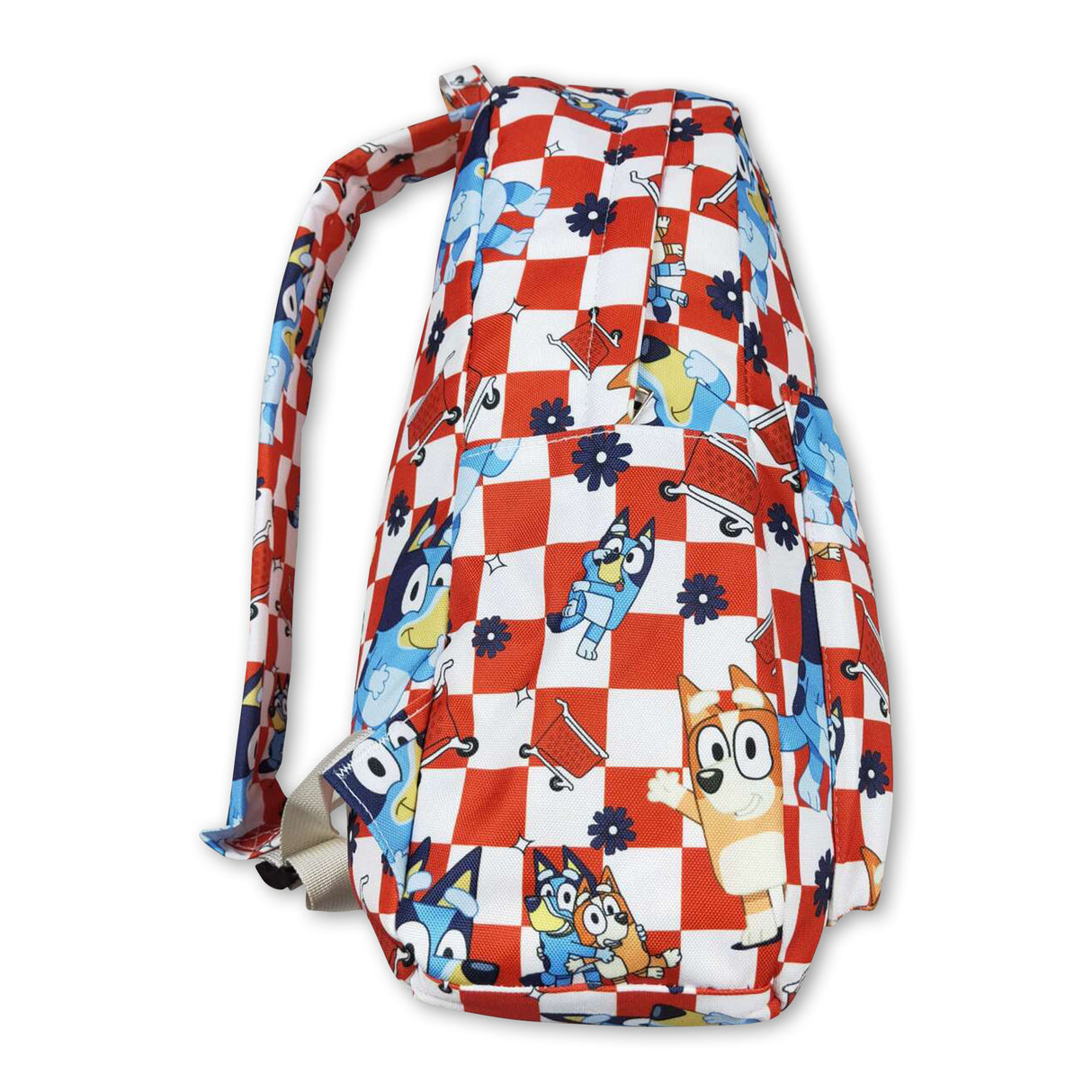 Red plaid cart dog kids backpack
