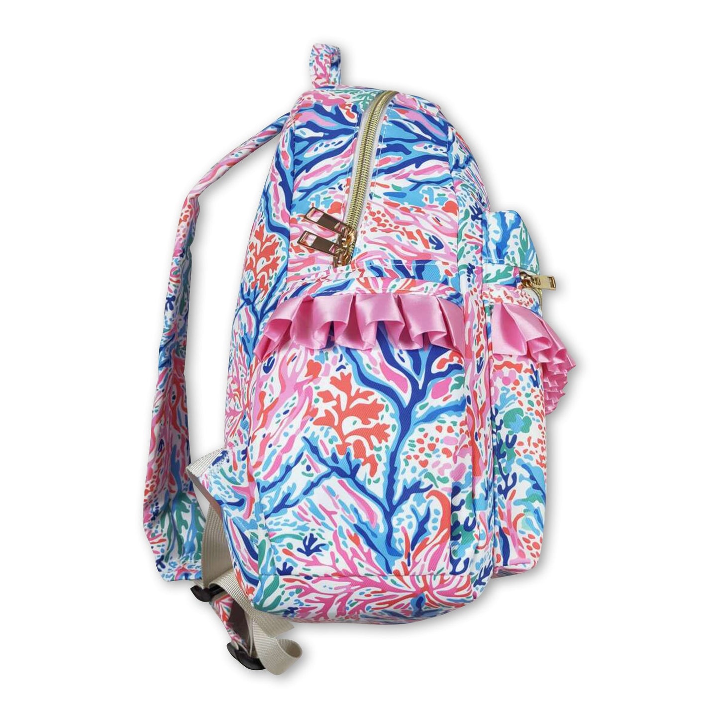 Pink blue watercolor kids girls backpack