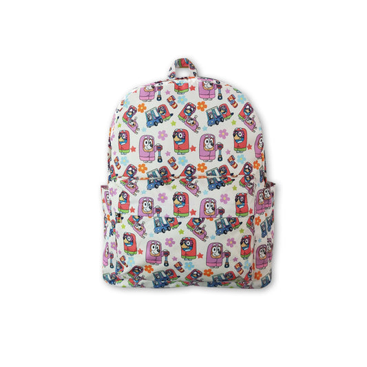 Floral stars dog kids girls backpack