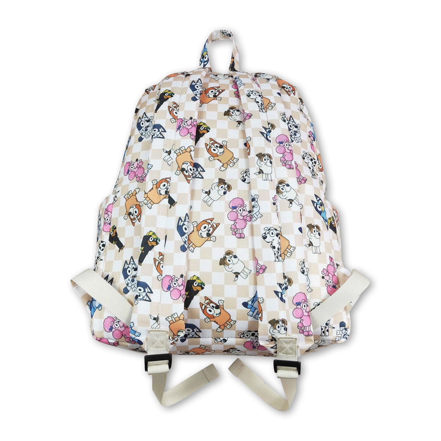 Khaki plaid dog kids backpack