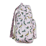 Pink duck print kids girls backpack