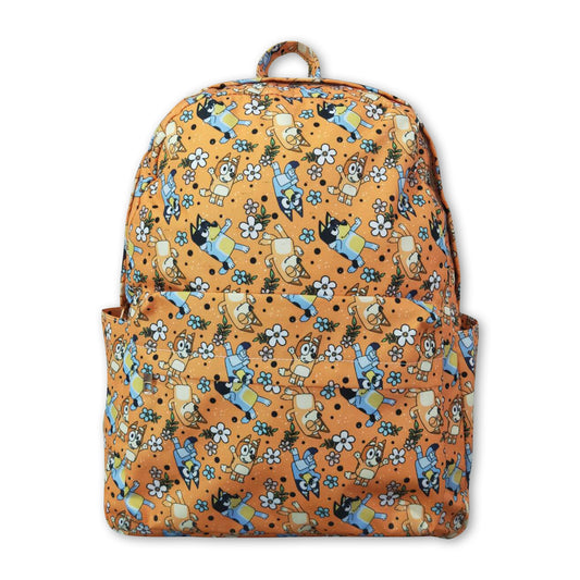 Floral dog kids girls backpack