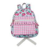 Pink plaid ruffle floral baby girls backpack