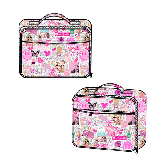 Pink smile butterfly singer girls lunch box bag