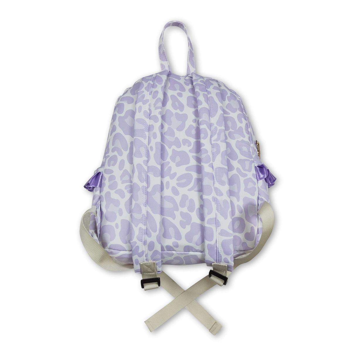 Lavender leopard ruffle kids girls backpack