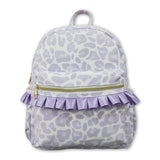 Lavender leopard ruffle kids girls backpack