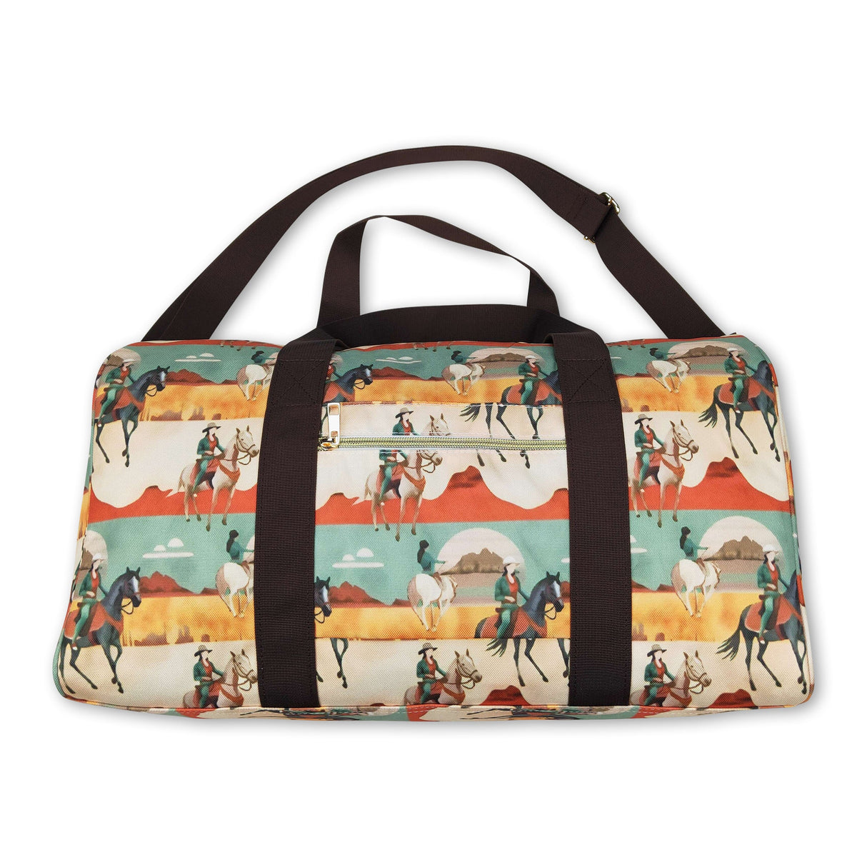 Brown horse rodeo western duffel bag