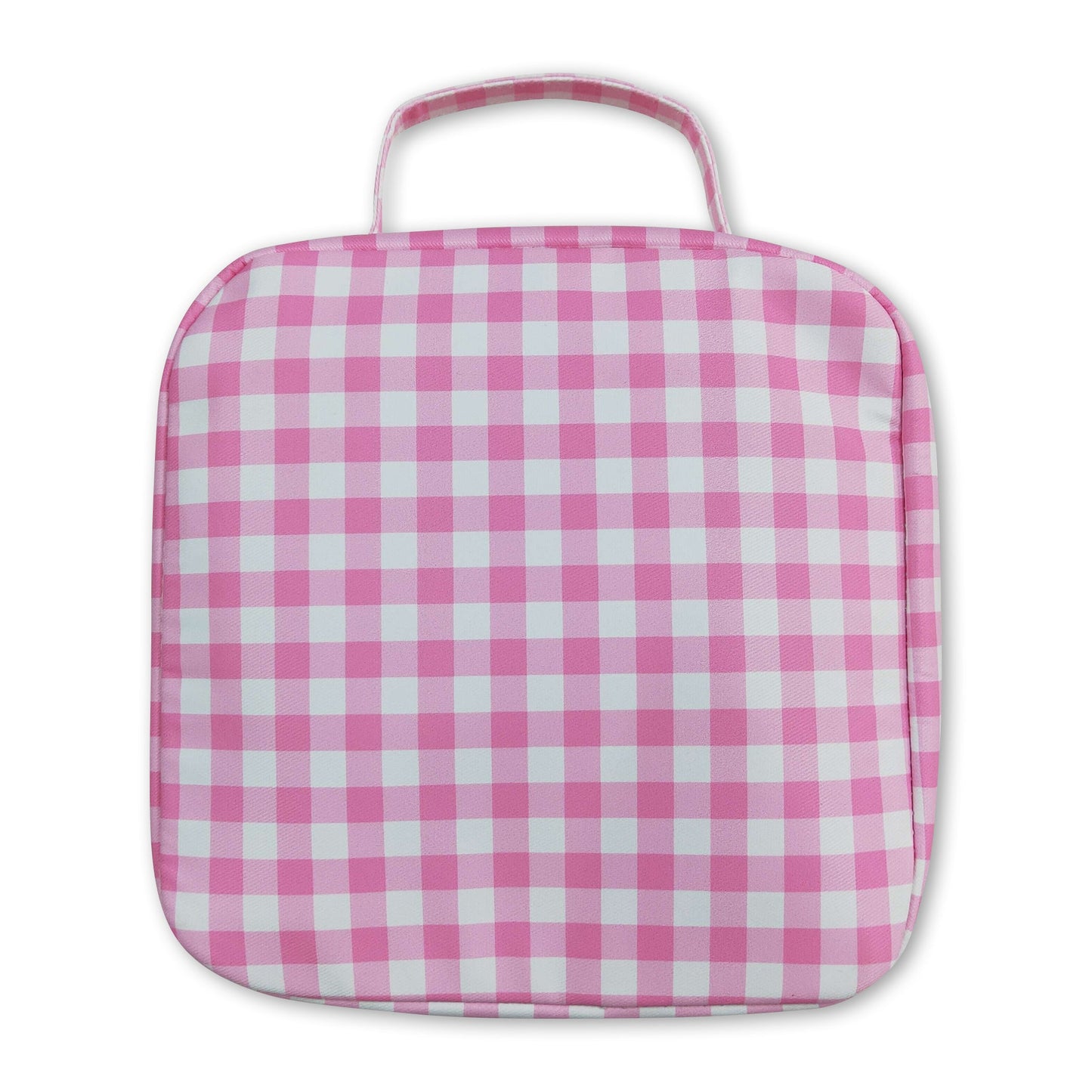 Pink plaid kids girls lunch box bag