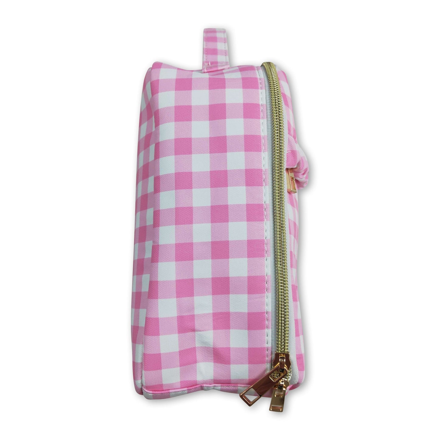 Pink plaid kids girls lunch box bag