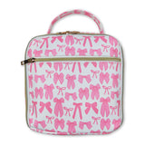 Pink bow kids girls lunch box bag