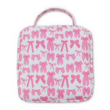 Pink bow kids girls lunch box bag