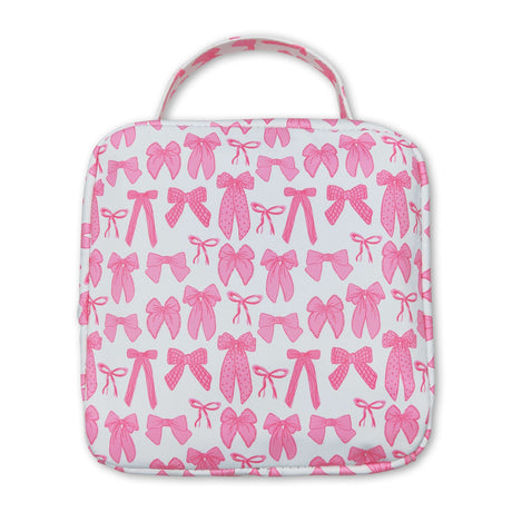 Pink bow kids girls lunch box bag