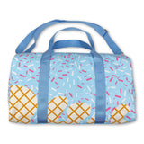 Light blue straps sprinkle duffel bag