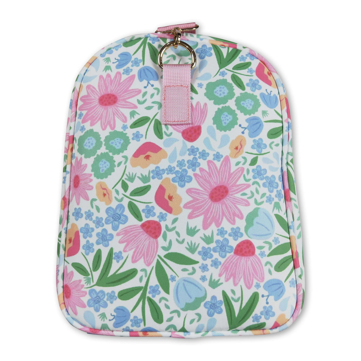 Pink ruffle band floral adult women duffel bag
