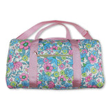 Pink ruffle band floral women duffel bag