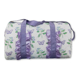 Lavender ruffle band floral butterfly women duffel bag