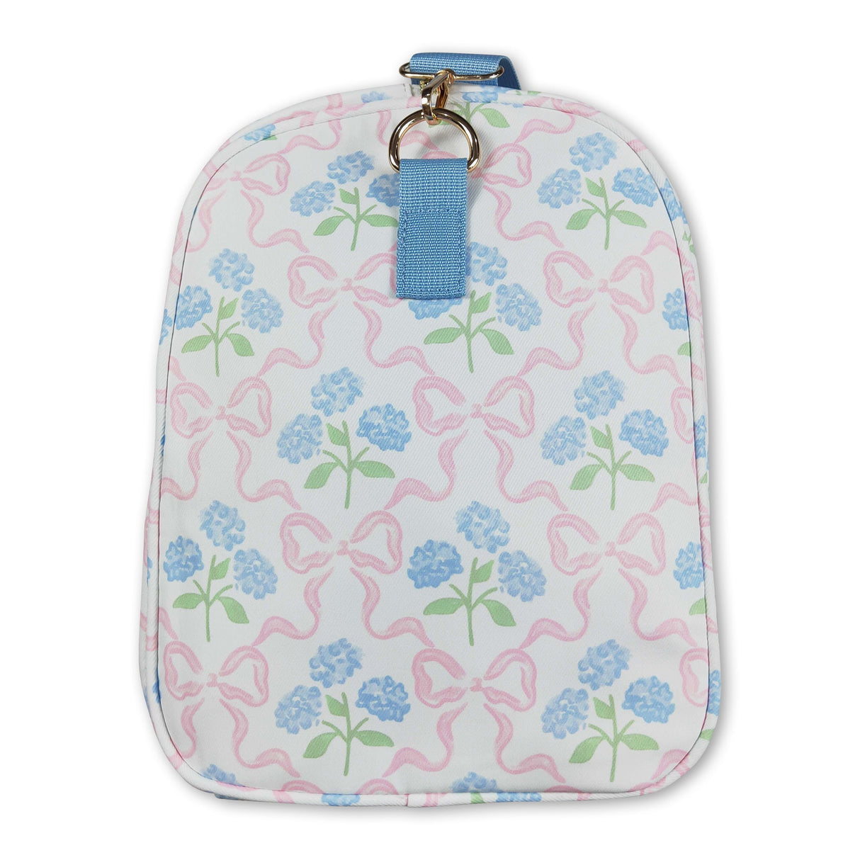 Light blue ruffle band floral bow women duffel bag