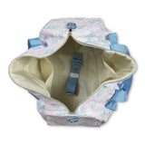 Light blue ruffle band floral bow women duffel bag