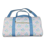 Light blue ruffle band floral bow women duffel bag
