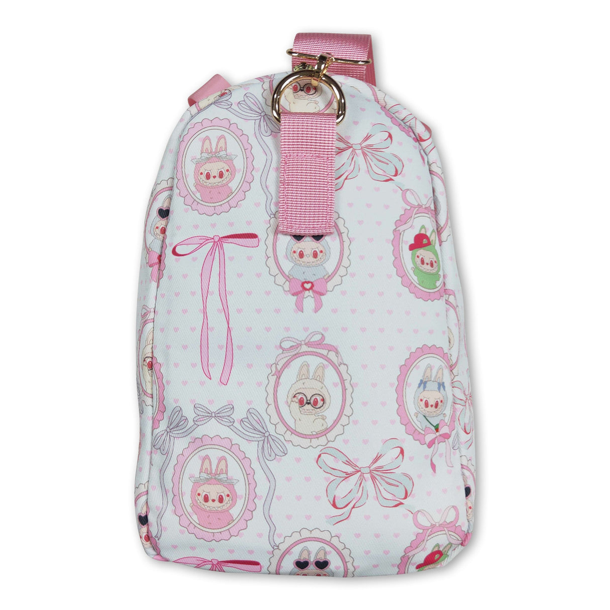 Pink heart bow small duffel bag
