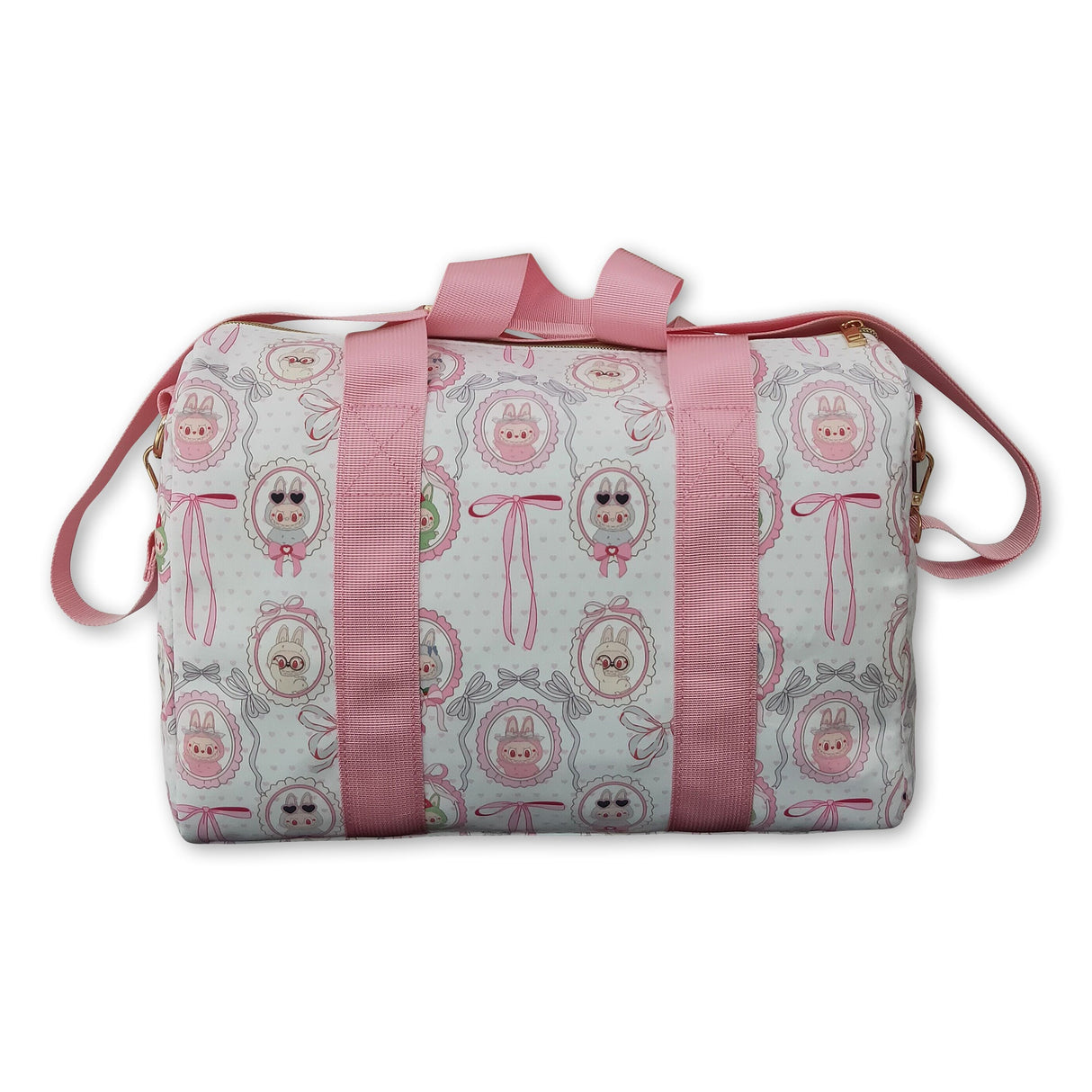 Pink heart bow small duffel bag