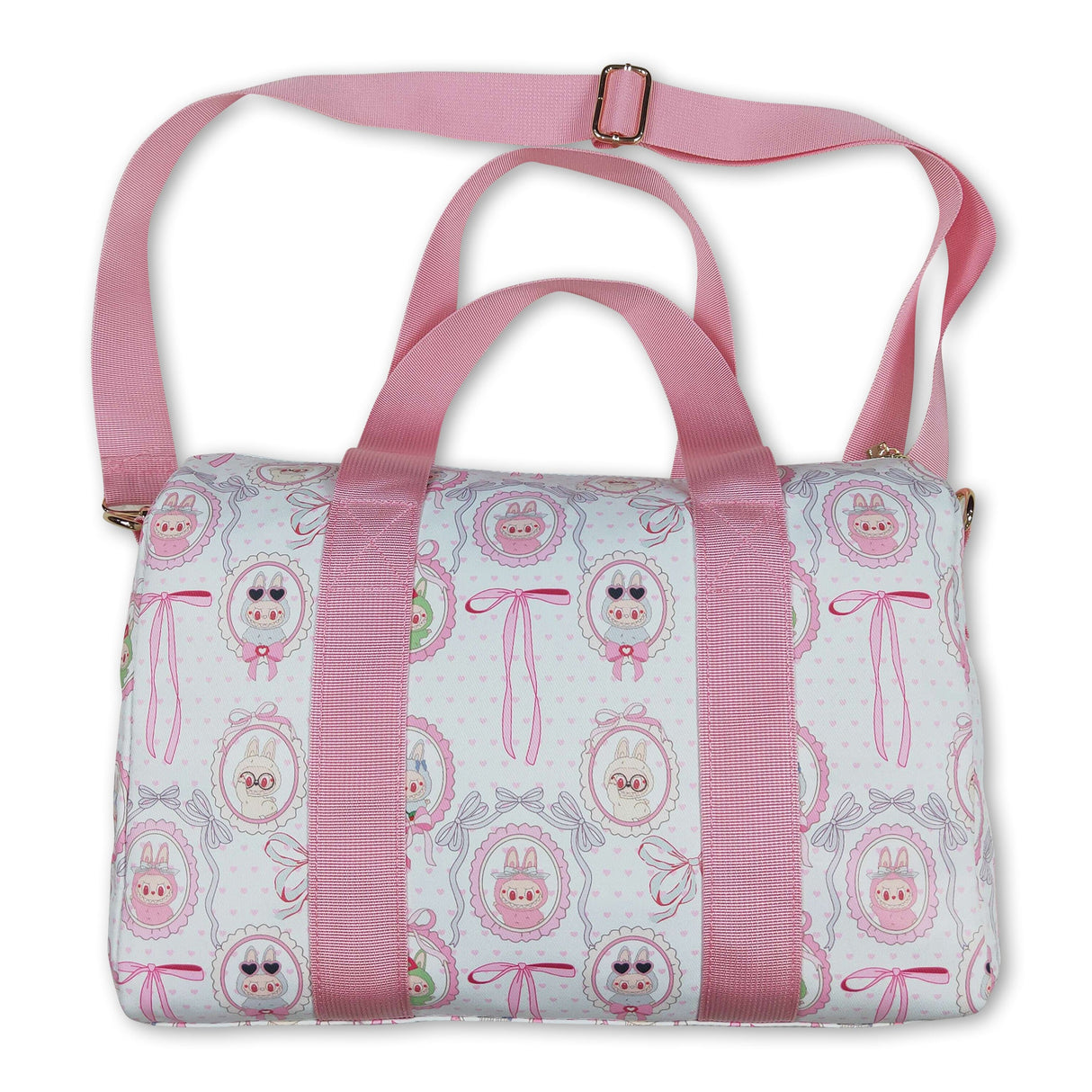 Pink heart bow small duffel bag