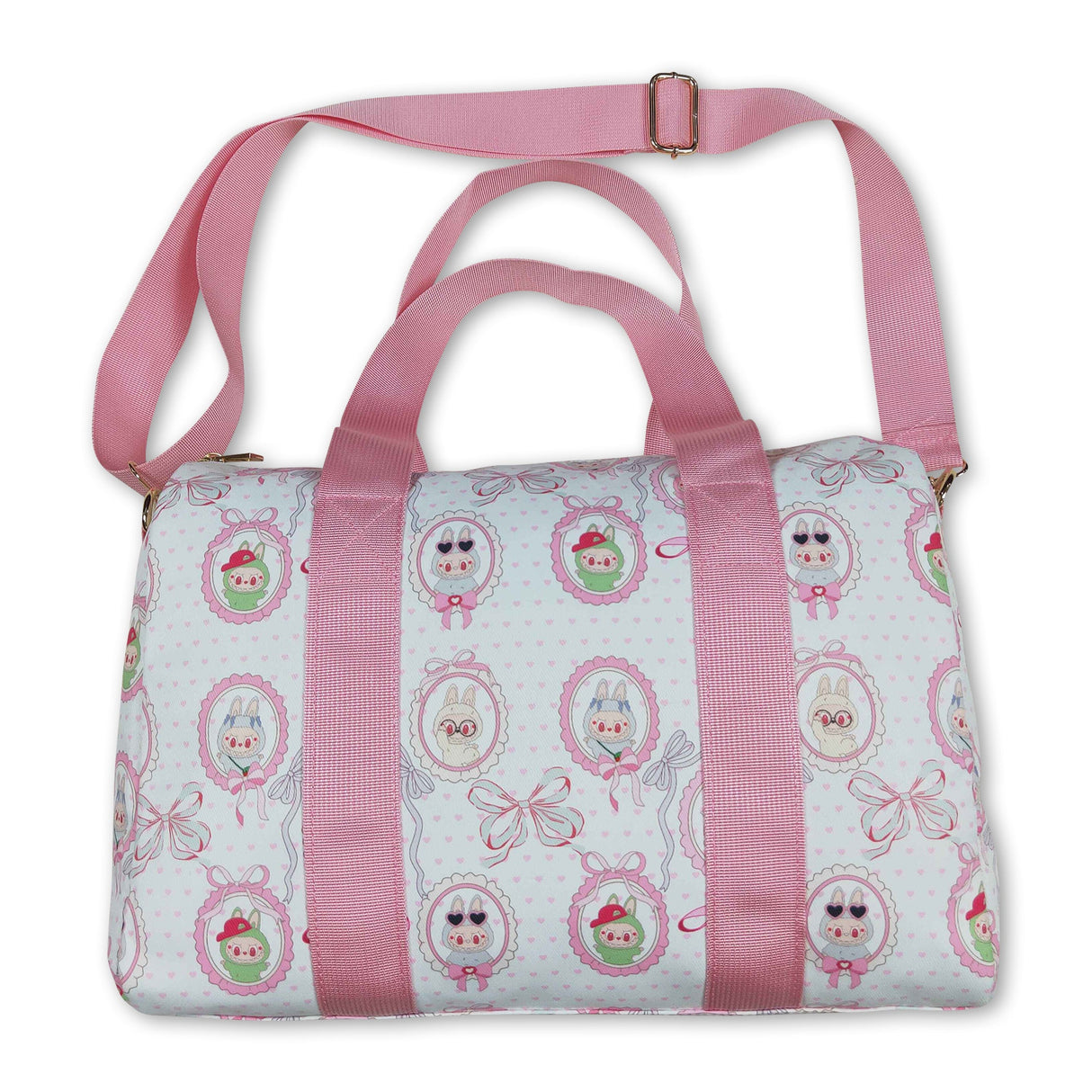 Pink heart bow small duffel bag