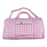 Pink plaid ruffle women duffel bag