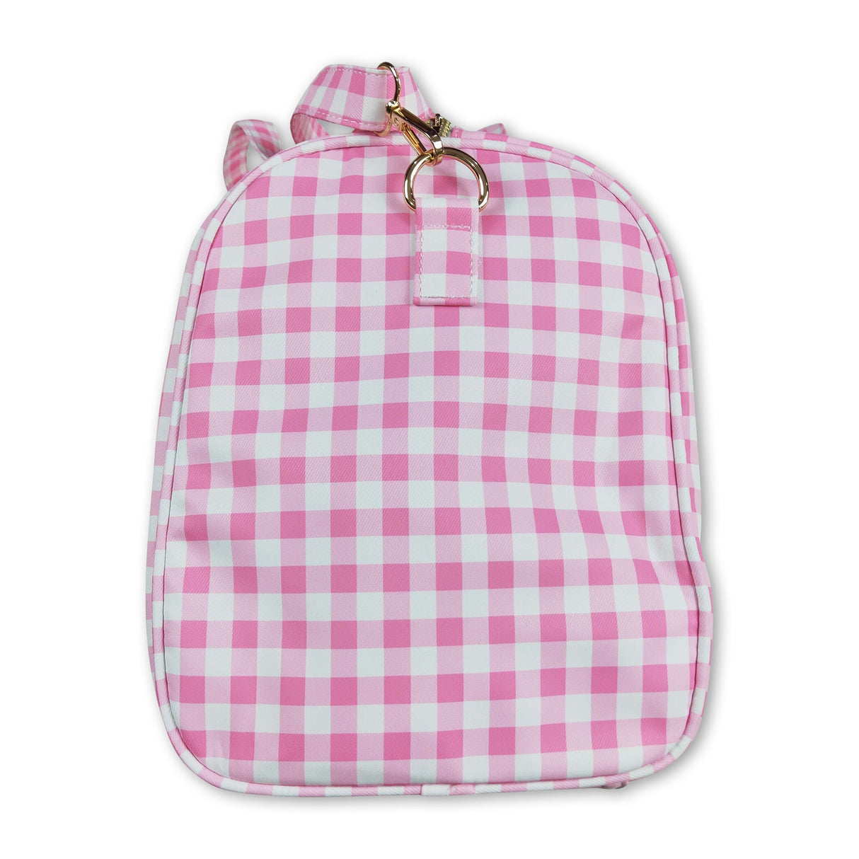 Pink plaid ruffle women duffel bag