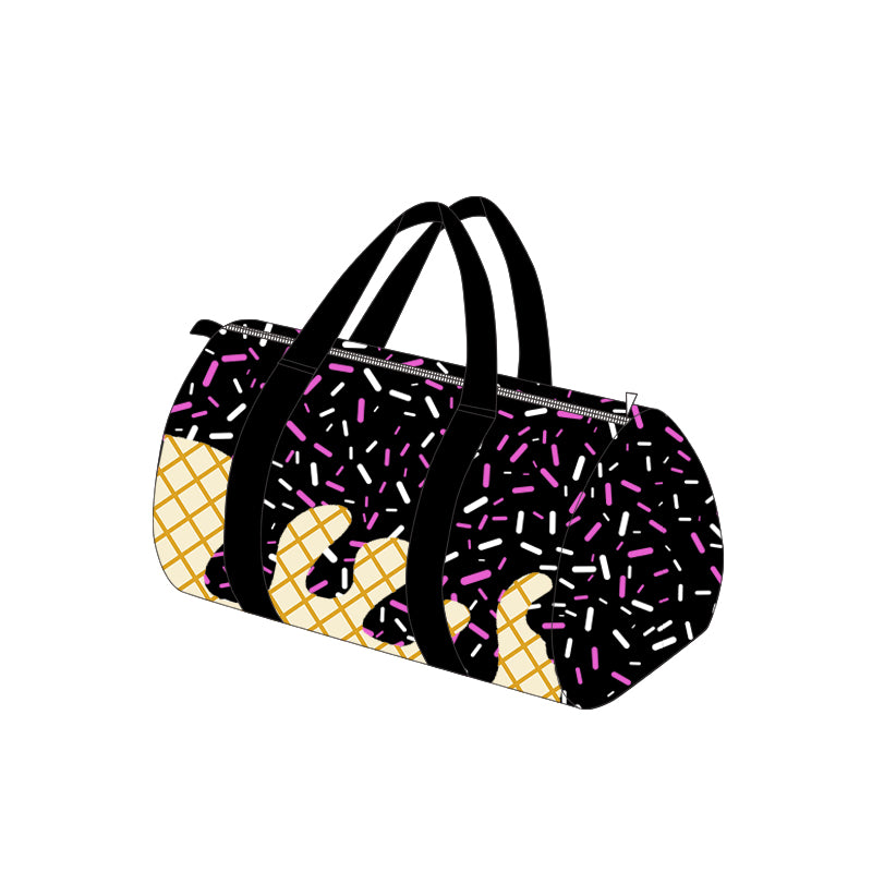 Black ice cream sprinkle team duffel bag