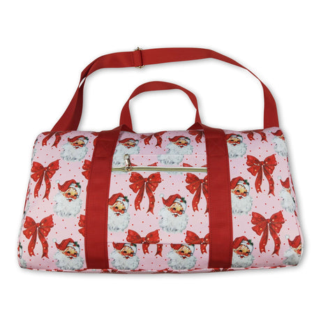 Red ruffle santa polka dots Christmas duffel bag