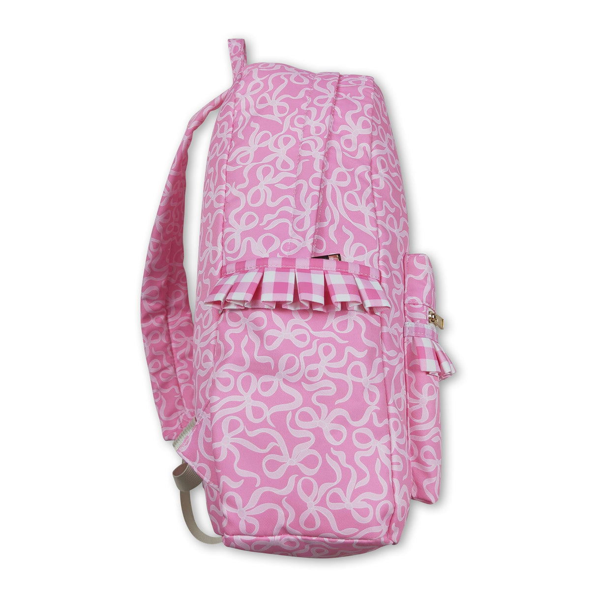 Pink bow ruffle kids girls backpack