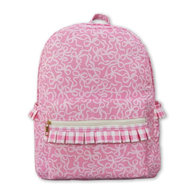 Girls Ruffle Backpack Pink bow ruffle kids girls backpack – Yawoo Garment